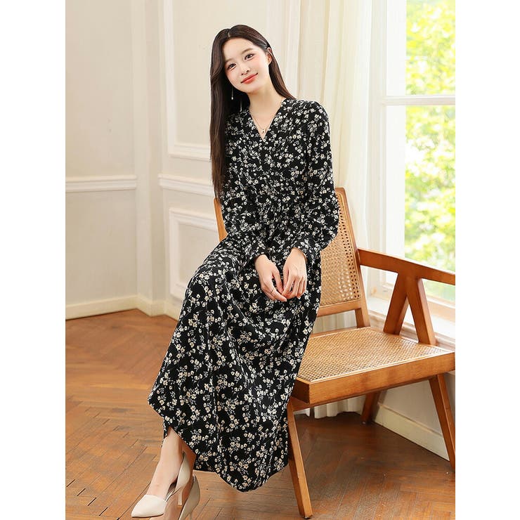 花柄 ワンピース シフォン[品番：JSFW0014827]｜JS FASHION（ジェー