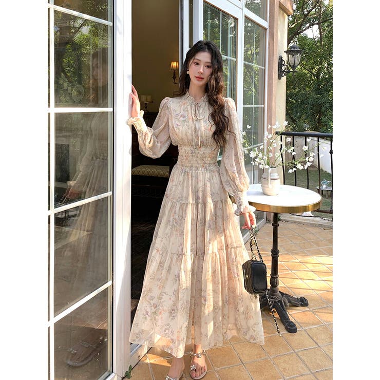 小花柄 ワンピース ロング[品番：JSFW0014860]｜JS FASHION