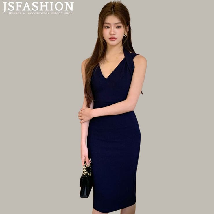 ホルターネック Vネック スリット入り | JS FASHION | 詳細画像1 
