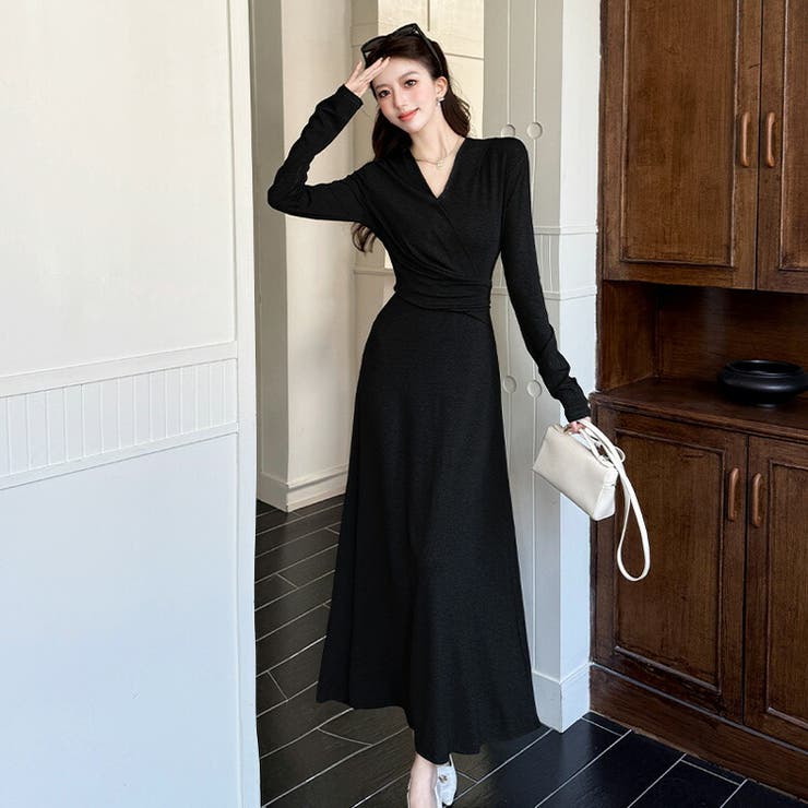 ワンピース 全2色 Vネック[品番：JSFW0014831]｜JS FASHION（ジェー