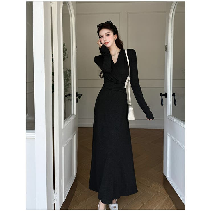 ワンピース 全2色 Vネック[品番：JSFW0014831]｜JS FASHION（ジェー