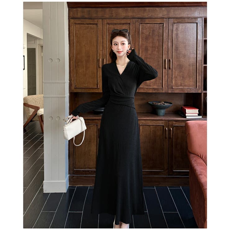 ワンピース 全2色 Vネック[品番：JSFW0014831]｜JS FASHION（ジェー