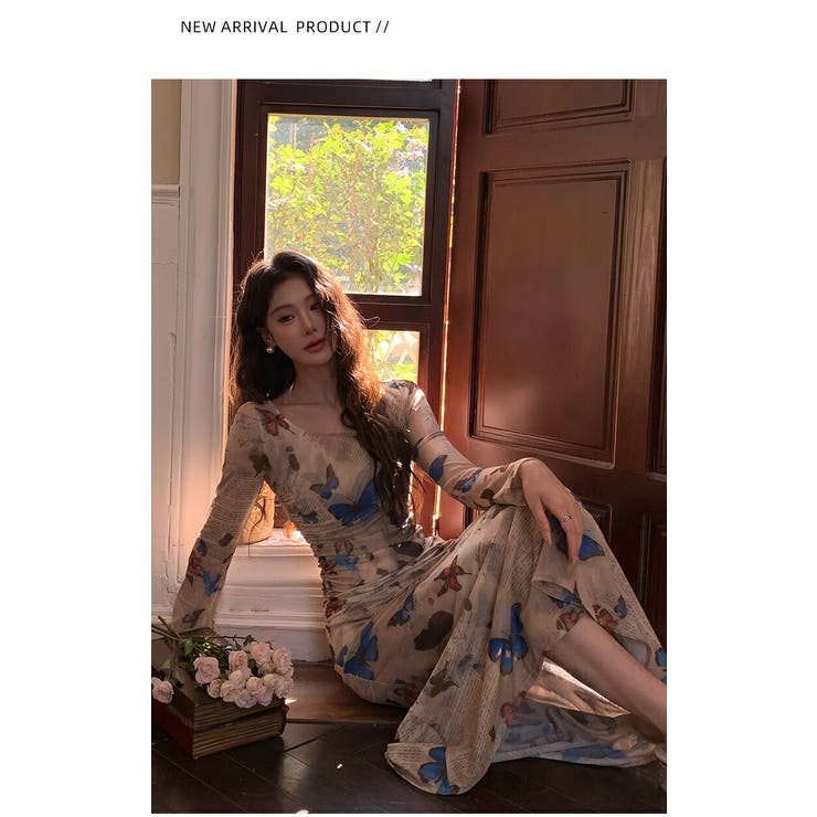 レトロ 柄ワンピース ドレスワンピース | JS FASHION | 詳細画像5 