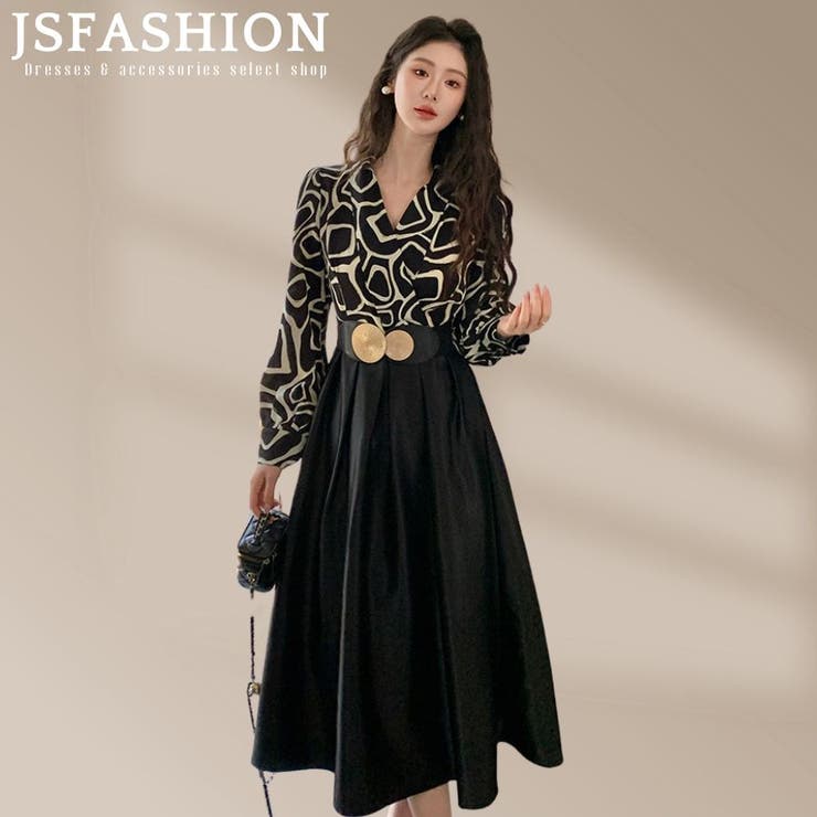 ドレスワンピース ベルト付き 切替 | JS FASHION | 詳細画像1 