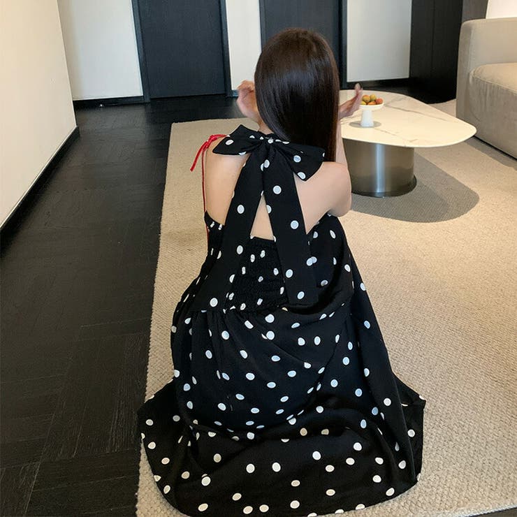 ドット柄 ホルターネック ワンピース[品番：JSFW0014952]｜JS