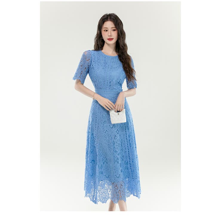 花柄 レース ワンピース ドレス ４色展開 レースワンピース 3色展開 花柄[品番：JSFW0014965]｜JS FASHION
