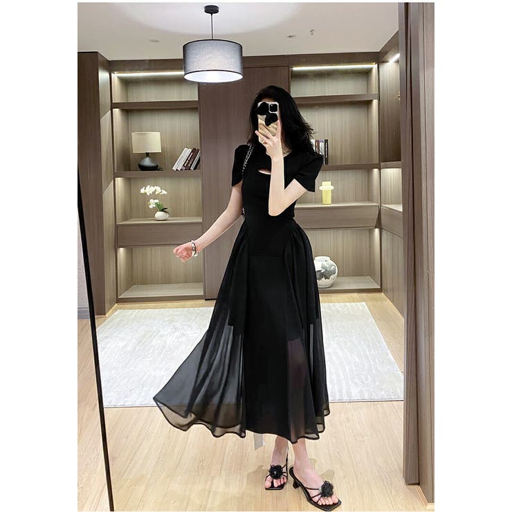 ブラック ワンピース パーティードレス[品番：JSFW0014964]｜JS