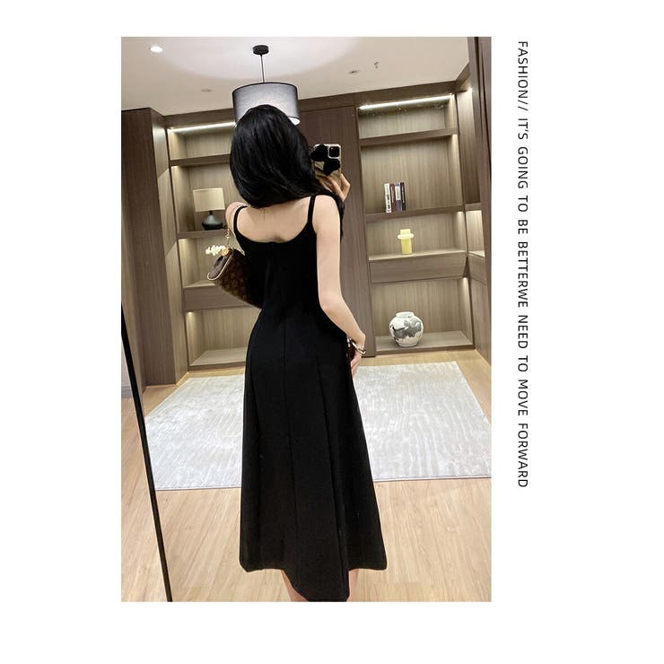 THE SHISHIKUI キャミワンピース ブラック OP / BLACK キャミワンピース ブラックドレス 黒ワンピ[品番:JSFW0014976