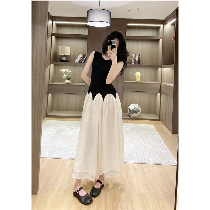 ノースリーブ ワンピース ドレス バイカラー S-XL 韓国 d225 177846420_o2.jpg?