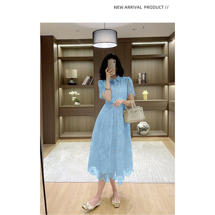 総レースワンピース 3色展開 シャツワンピ | JS FASHION | 詳細画像13 