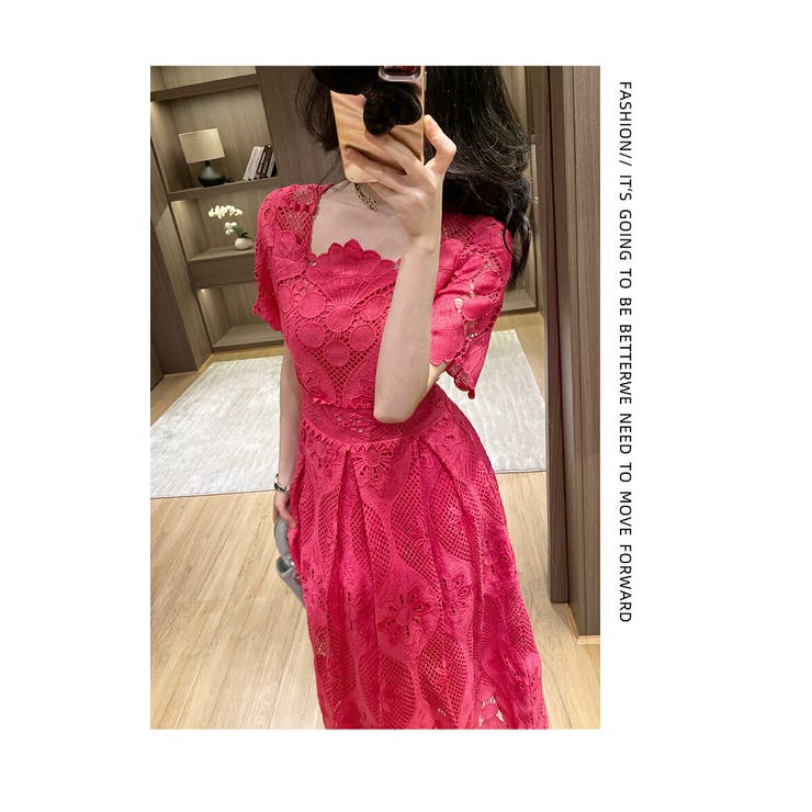 レースワンピース パーティードレス 高級感あふれる透かしレース | JS FASHION | 詳細画像6 