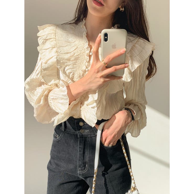 フリルシャツ ブラウス シワ加工 | JS FASHION | 詳細画像3 