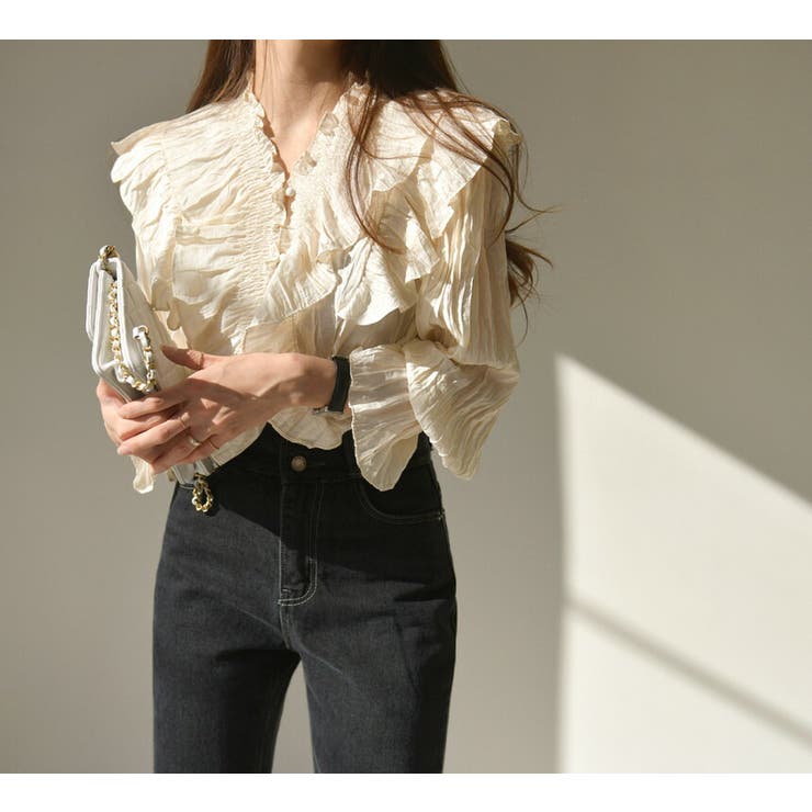 フリルシャツ ブラウス シワ加工 | JS FASHION | 詳細画像4 