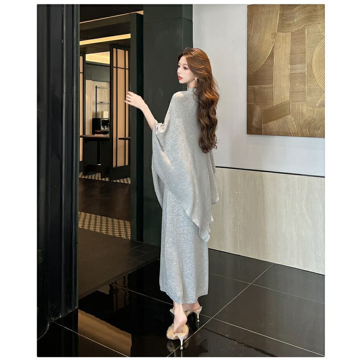 セットアップ ニットポンチョ+キャミワンピース ロング丈 | JS FASHION | 詳細画像11 