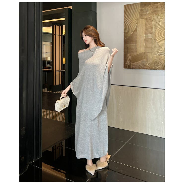 セットアップ ニットポンチョ+キャミワンピース ロング丈 | JS FASHION | 詳細画像10 