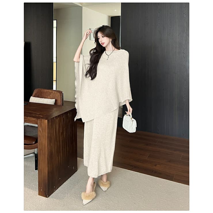 セットアップ ニットポンチョ+キャミワンピース ロング丈 | JS FASHION | 詳細画像4 