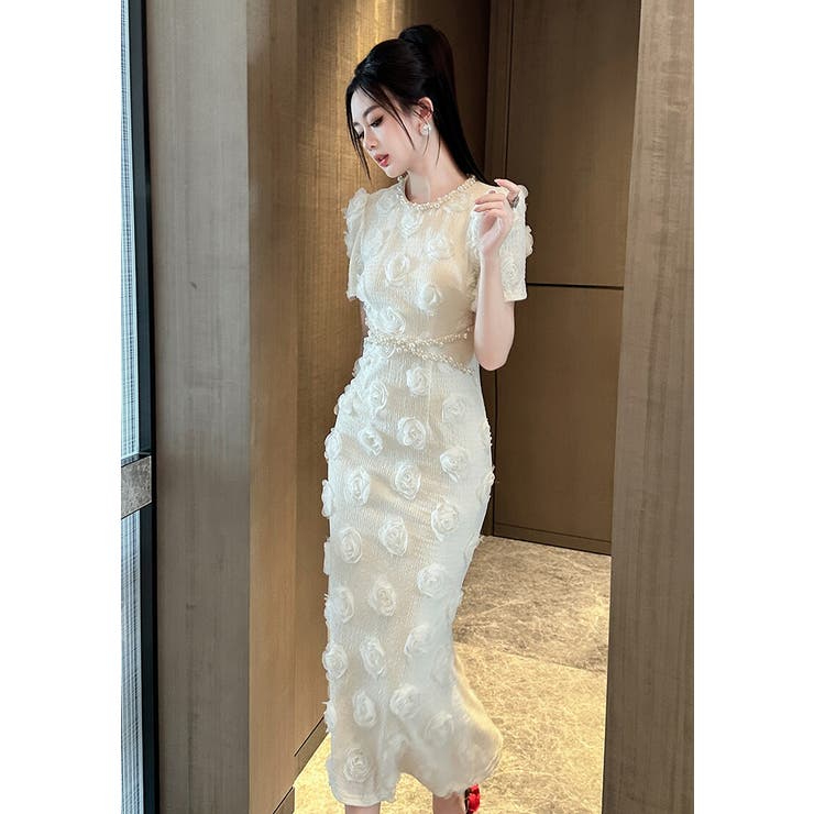 ホワイトミディドレス パーティードレス ドレスワンピース | JS FASHION | 詳細画像7 