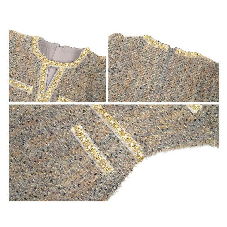 ビジュー施し 厚手ツイードワンピース ニットワンピ | JS FASHION | 詳細画像17 
