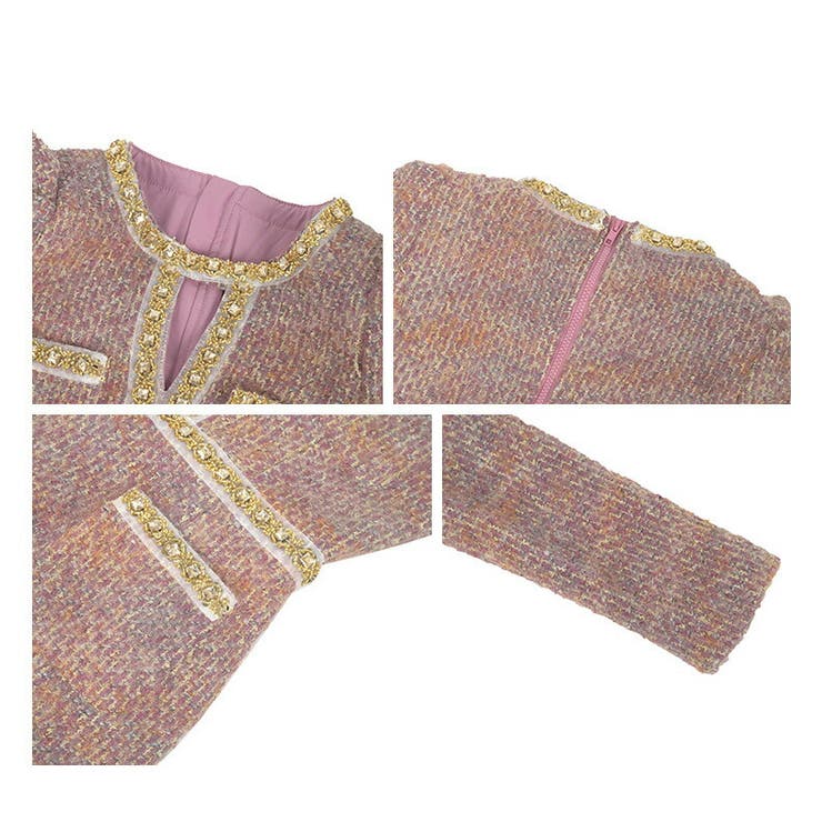 ビジュー施し 厚手ツイードワンピース ニットワンピ | JS FASHION | 詳細画像18 