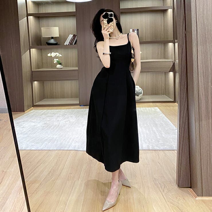 ワンピース Elfelfarchives lacelineddress black ドレスプラス DRESS+ レースワンピース ロングフレアワンピース