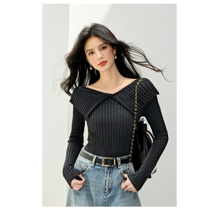 ビッグカラー ニット トップス | JS FASHION | 詳細画像4 