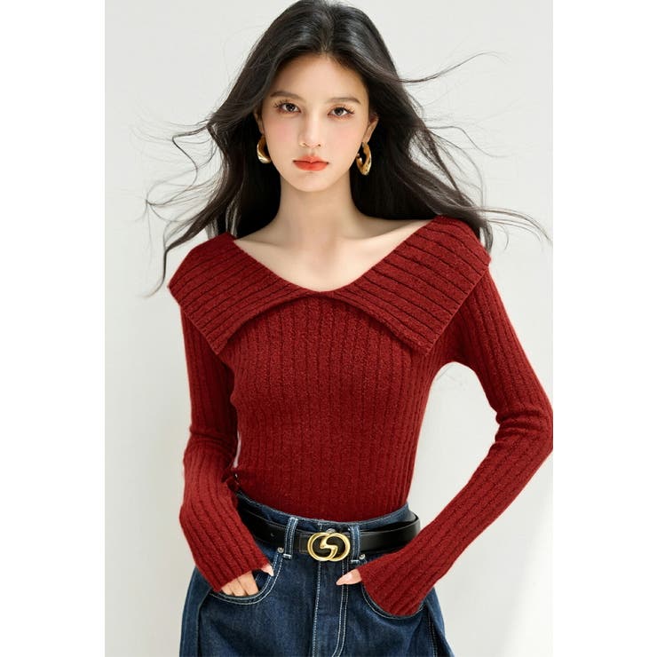 ビッグカラー ニット トップス | JS FASHION | 詳細画像6 