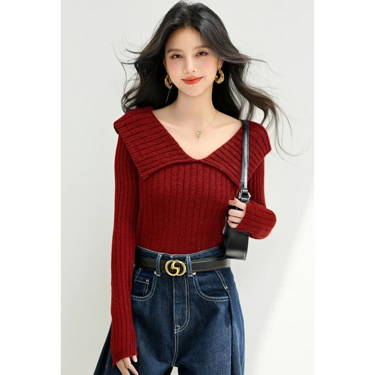 ビッグカラー ニット トップス | JS FASHION | 詳細画像7 