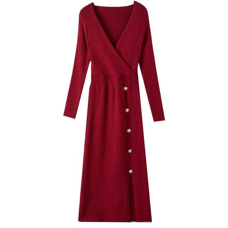 カシュクール Vネック ニットワンピース | JS FASHION | 詳細画像10 