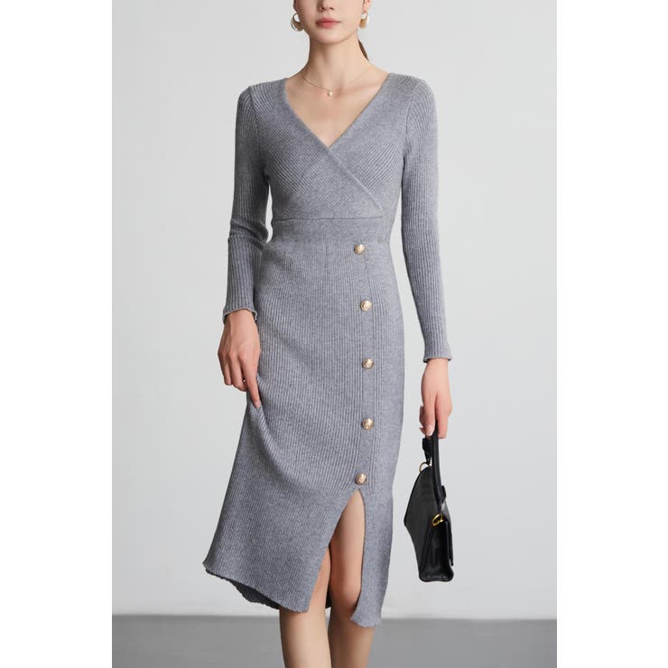 カシュクール Vネック ニットワンピース | JS FASHION | 詳細画像17 