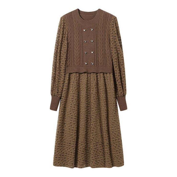 レイヤード風 ミディアム丈 レースワンピース | JS FASHION | 詳細画像13 