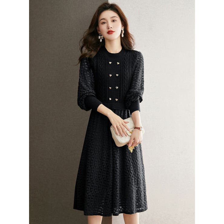 レイヤード風 ミディアム丈 レースワンピース | JS FASHION | 詳細画像9 