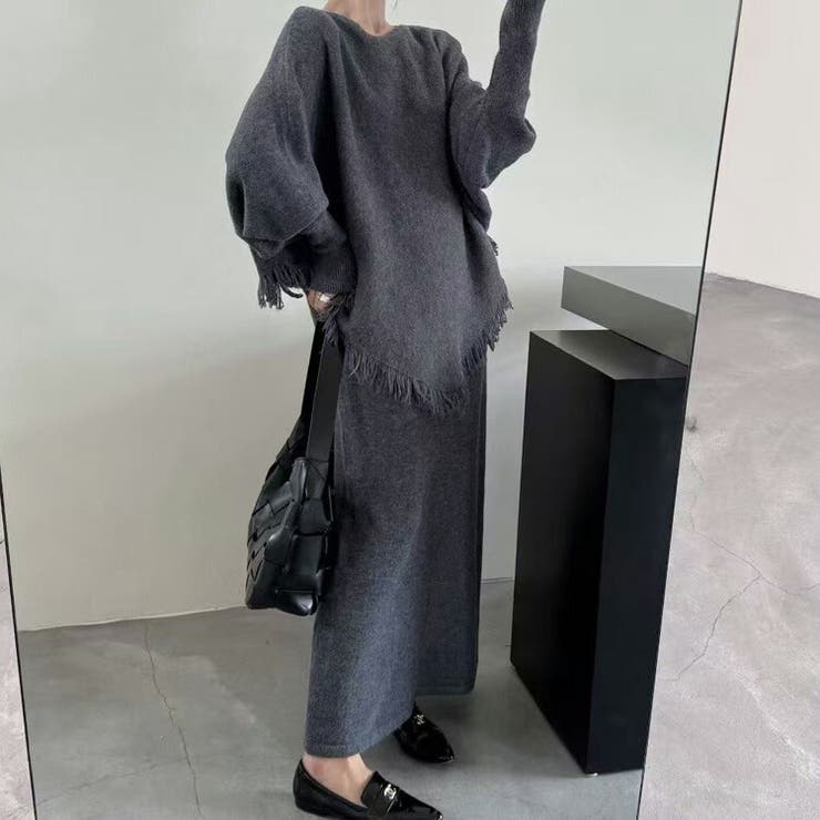 ニット セットアップ【上下2点セット】フリンジ ポンチョ風 | JS FASHION | 詳細画像6 