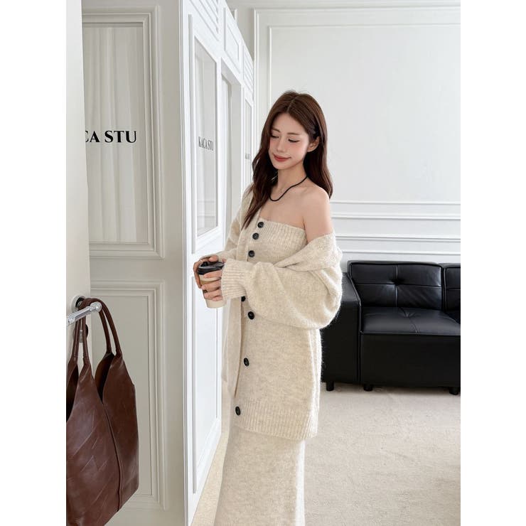 【3点セット】ニットセットアップ チューブトップニット＋カーディガン＋スリット入… | JS FASHION | 詳細画像5 