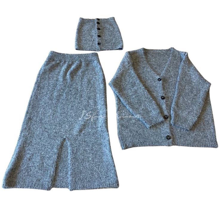 【3点セット】ニットセットアップ チューブトップニット＋カーディガン＋スリット入… | JS FASHION | 詳細画像14 