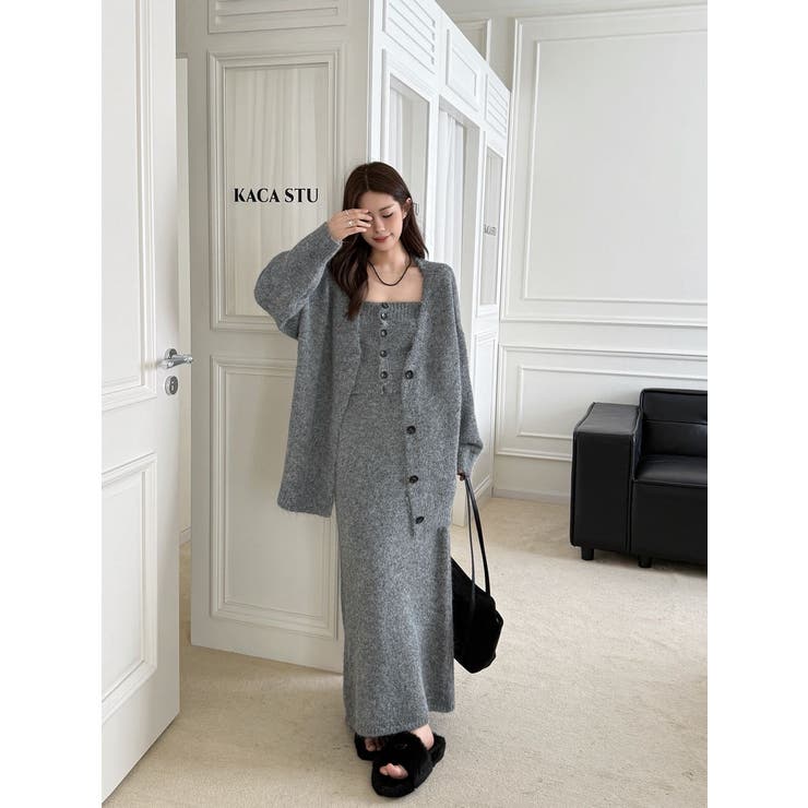 【3点セット】ニットセットアップ チューブトップニット＋カーディガン＋スリット入… | JS FASHION | 詳細画像11 