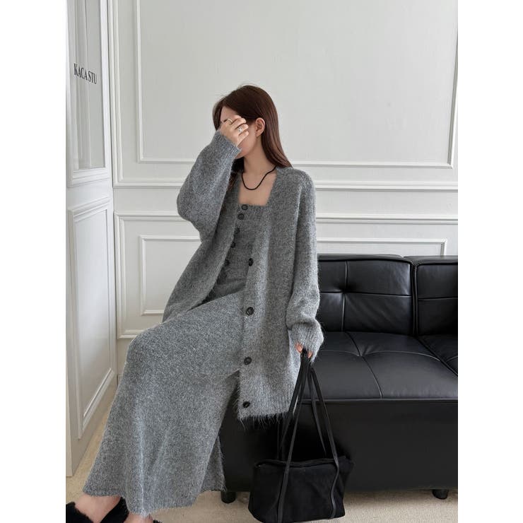 【3点セット】ニットセットアップ チューブトップニット＋カーディガン＋スリット入… | JS FASHION | 詳細画像9 