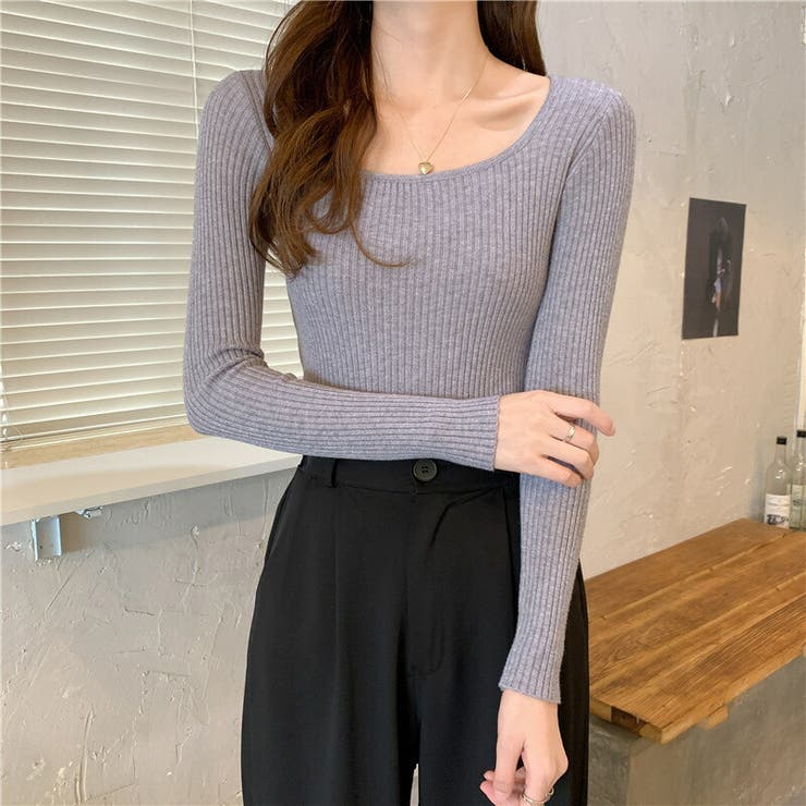 リブニット スクエアネック 長袖 | JS FASHION | 詳細画像13 