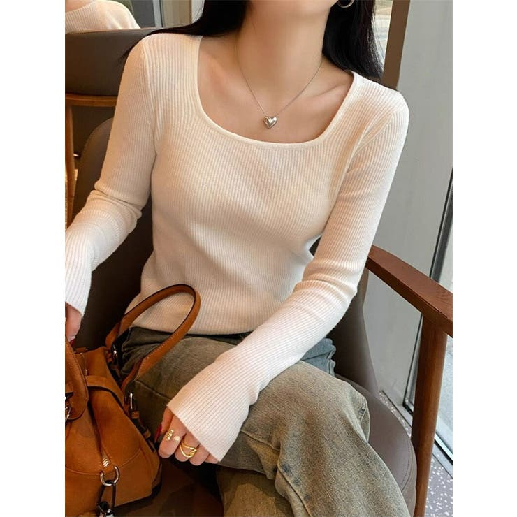 リブニット スクエアネック 長袖 | JS FASHION | 詳細画像7 