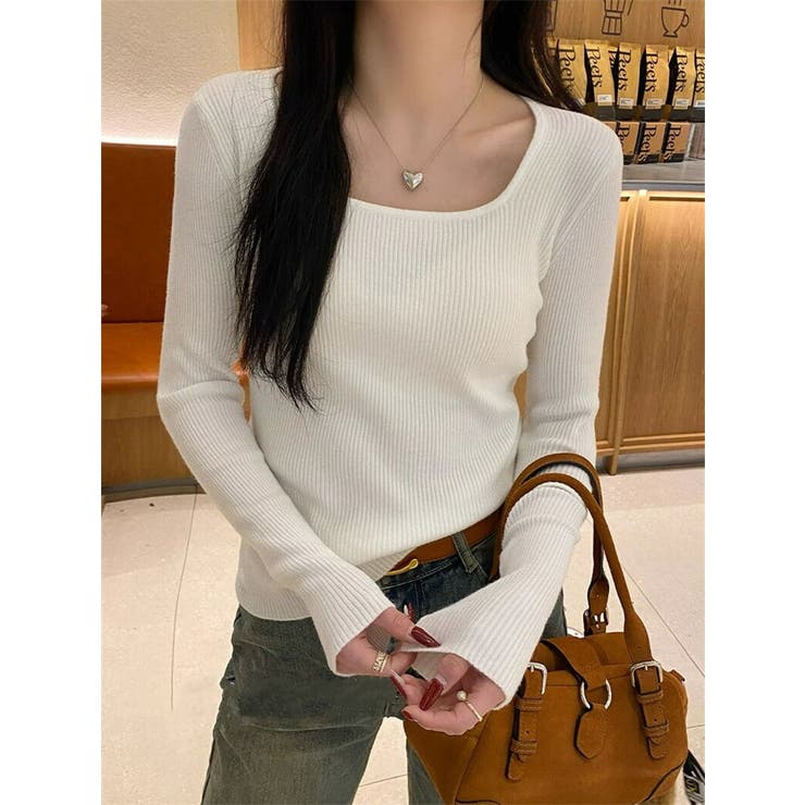 リブニット スクエアネック 長袖 | JS FASHION | 詳細画像6 