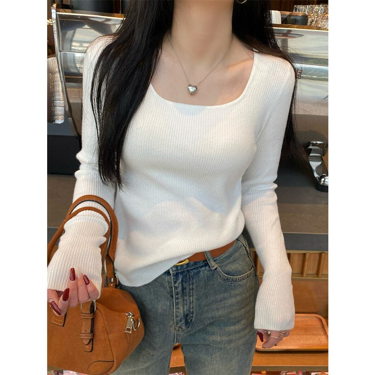 リブニット スクエアネック 長袖 | JS FASHION | 詳細画像5 