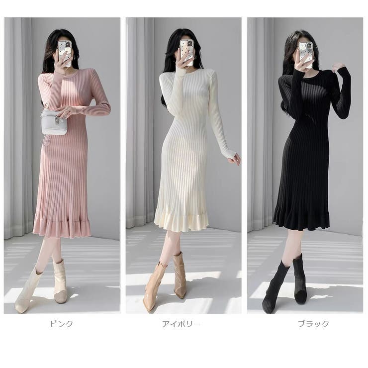 ニットワンピース フリル裾 ロングミディアム丈 | JS FASHION | 詳細画像20 