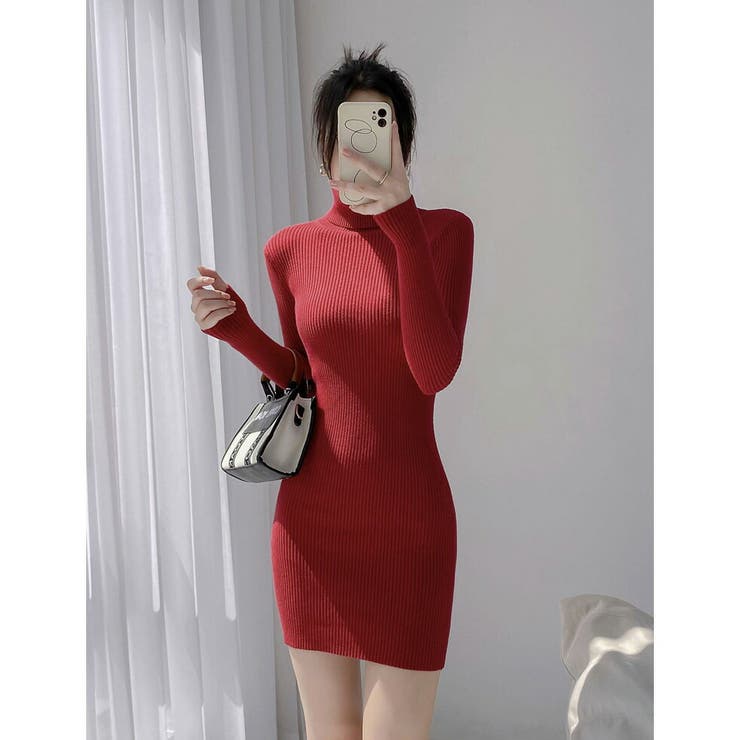 ニットワンピース ショート丈 タートルネック | JS FASHION | 詳細画像3 