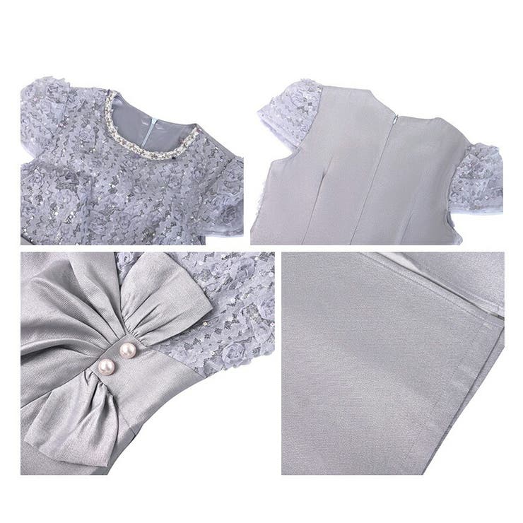 パーティードレス フラワーレース切替 リボンデザイン | JS FASHION | 詳細画像10 