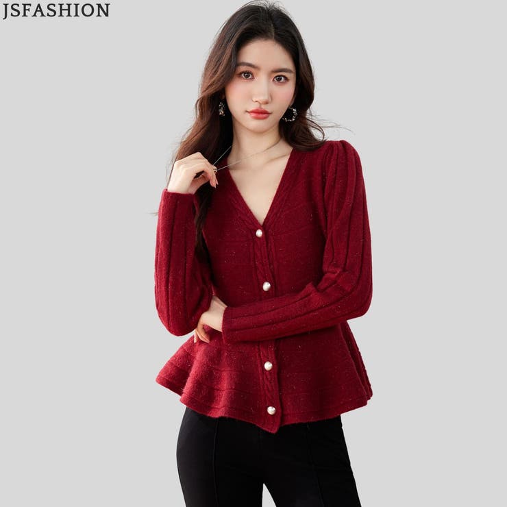 ラメ混 Vネック ニット | JS FASHION | 詳細画像1 