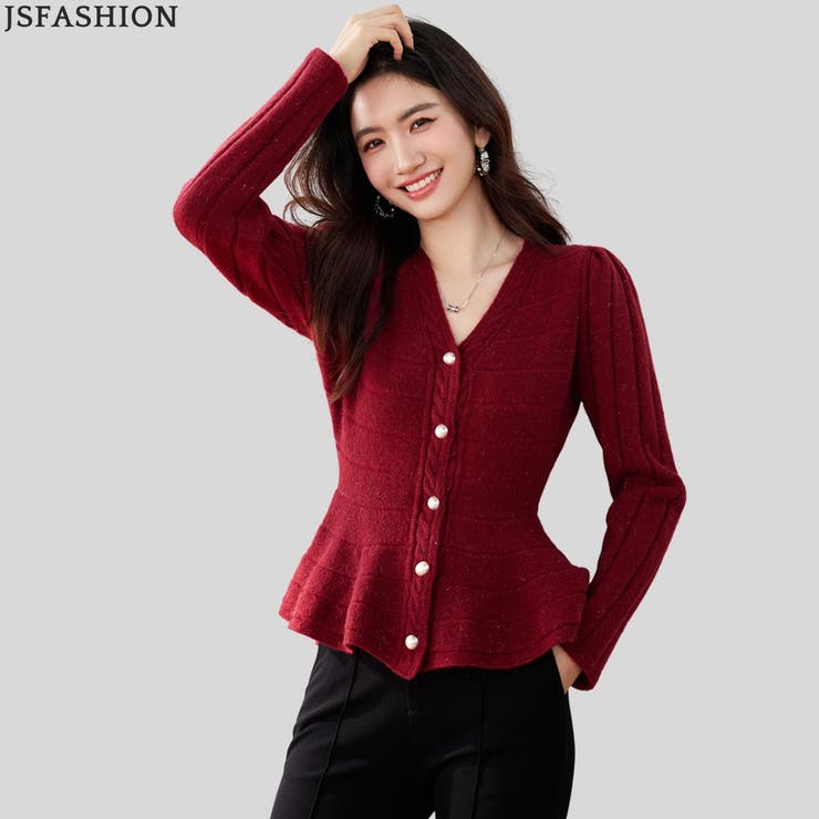 ラメ混 Vネック ニット | JS FASHION | 詳細画像3 