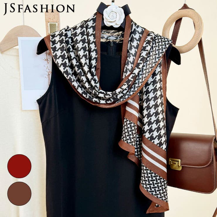 クラシック 千鳥格子プリント 薄手ストール | JS FASHION | 詳細画像1 