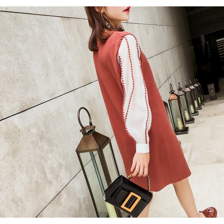 3色 シースルー袖 異素材切替ニットワンピース 品番 Jsfw Js Fashion ジェーエスファッション のレディースファッション通販 Shoplist ショップリスト