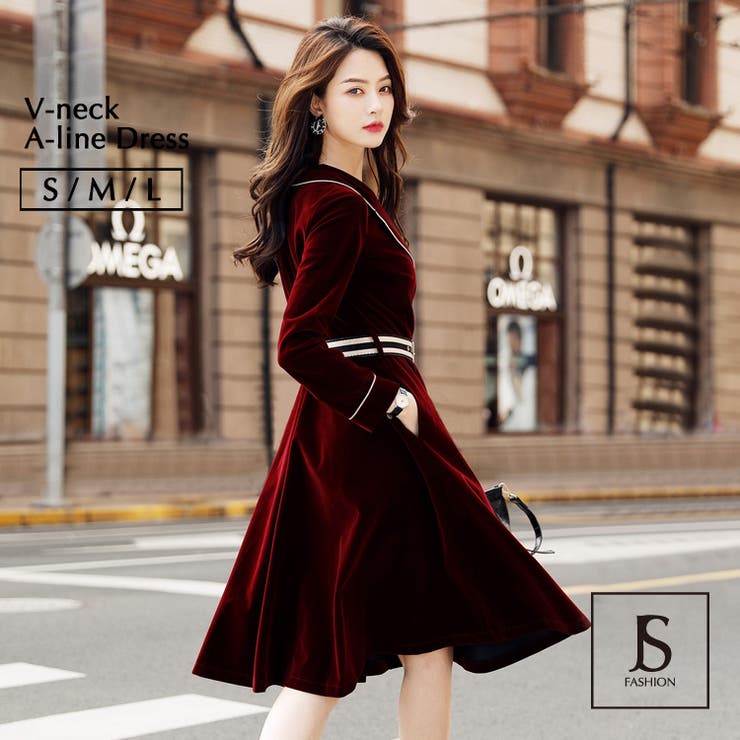 ベルト付き 上品ベロアコート風ワンピース ワインレッド 品番 Jsfw Js Fashion ジェーエスファッション のレディースファッション通販 Shoplist ショップリスト
