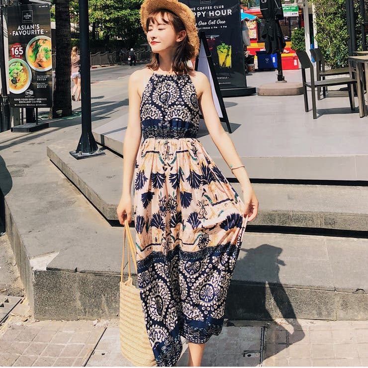 ホルターネック リゾート柄ロングワンピース ノースリーブ 品番 Jsfw Js Fashion ジェーエスファッション のレディース ファッション通販 Shoplist ショップリスト