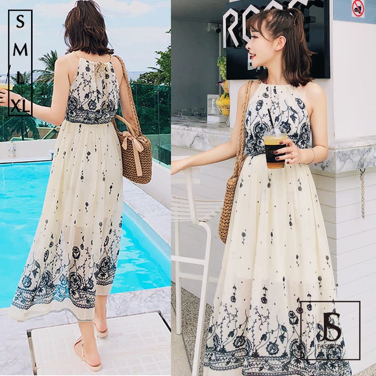 シフォン素材 ホルターネックロングワンピース リゾートワンピース 品番 Jsfw Js Fashion ジェーエスファッション のレディースファッション通販 Shoplist ショップリスト